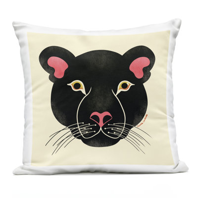 Coussin extérieur Minimal Wild Panther Face Design par Carrie Cantwell
