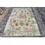 Tapis turc rétro tissé à la main avec un élégant motif floral beige pour le salon beige / vert