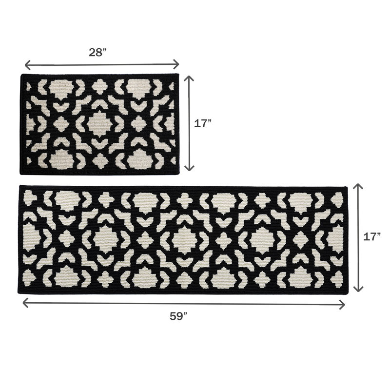 Kitchen Mats 2 - Piece Non Slip,Absorbent Dirt-Resistant Machine Washable Rug for Laundry,Entry, Rectangle 1'5" x 4'