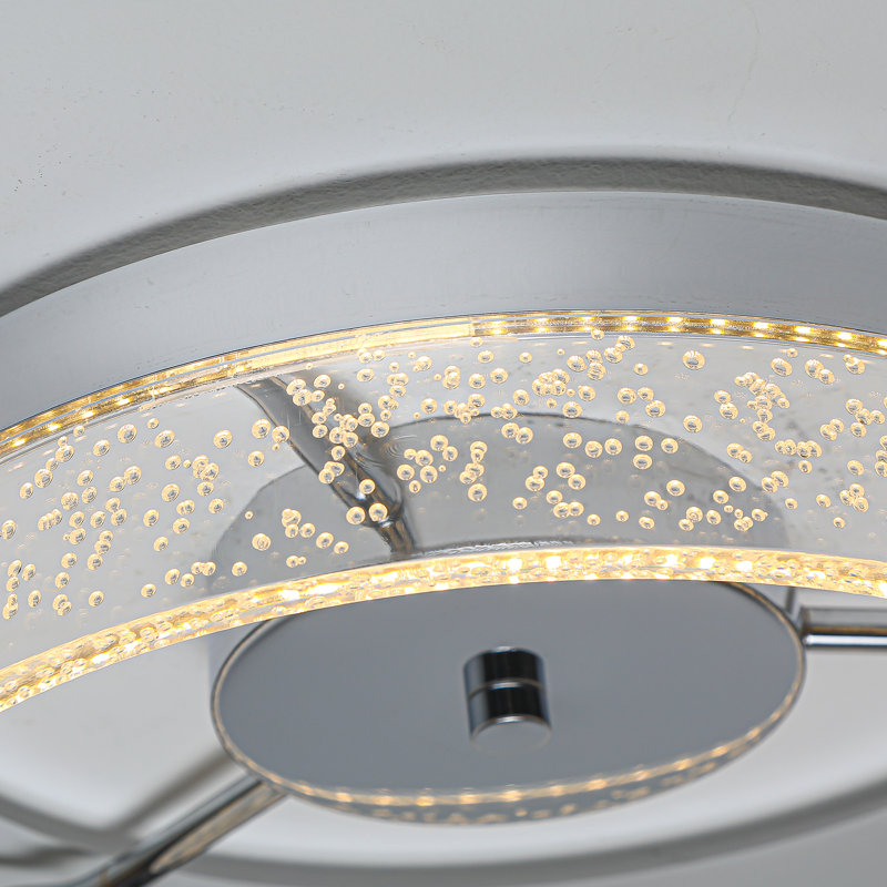 Agave 1-Light LED Flush Mount, Chrome, 7cm H x 29.6cm W x 29.6cm D