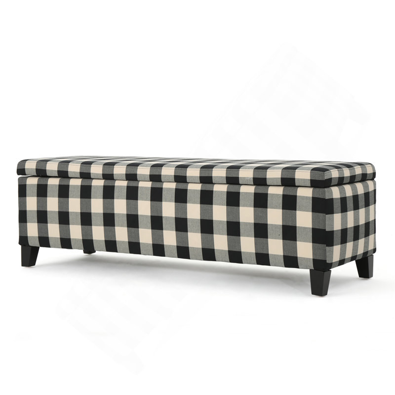 Schmit Fabric Upholstered Storage Bench, Checkerboard, 16.50" H x 39.00" W x 19.25" D