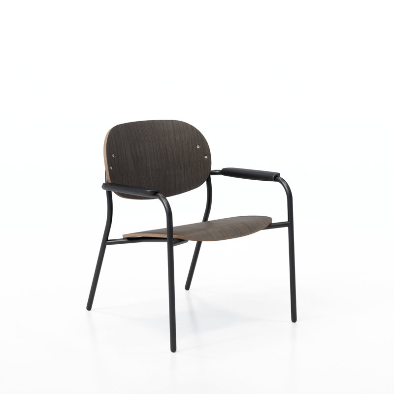 Chaise avec accoudoirs empilable l 26,6 po Tioga, Châtaignier foncé / noir
