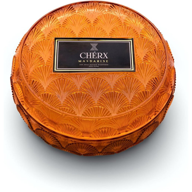 Scented Jar Candle with Glass Holder, Orange