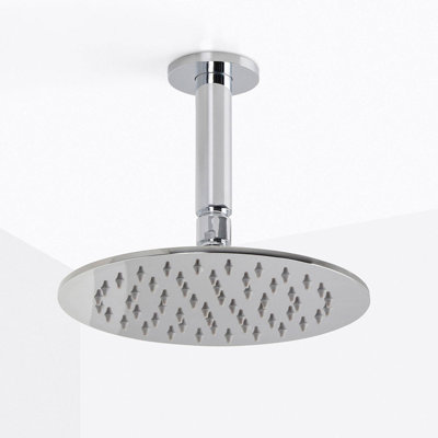 Metro Complete Round Shower Head - Ceiling Mount - 8" Brass/Matt Black
