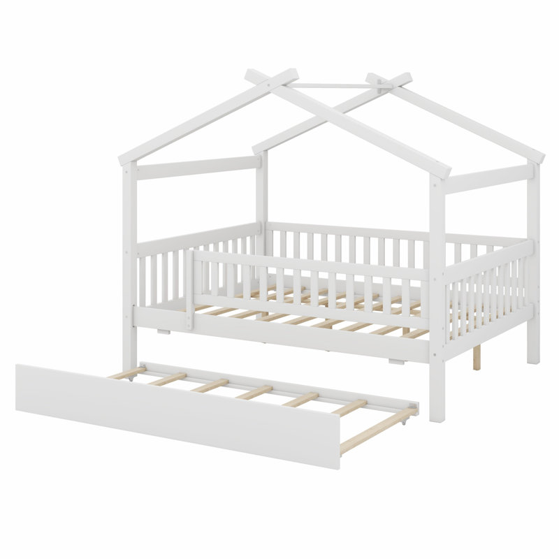 Lit en bois avec couchette, Blanc