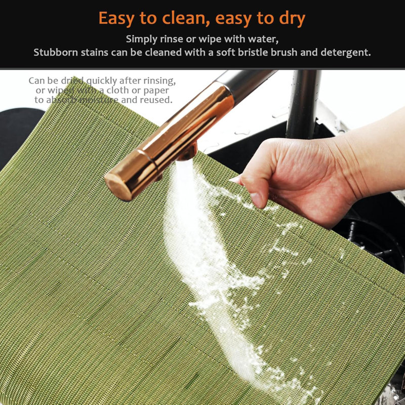 Ensemble de napperons en plastique lavables et essuyables pour la cuisine, Vert