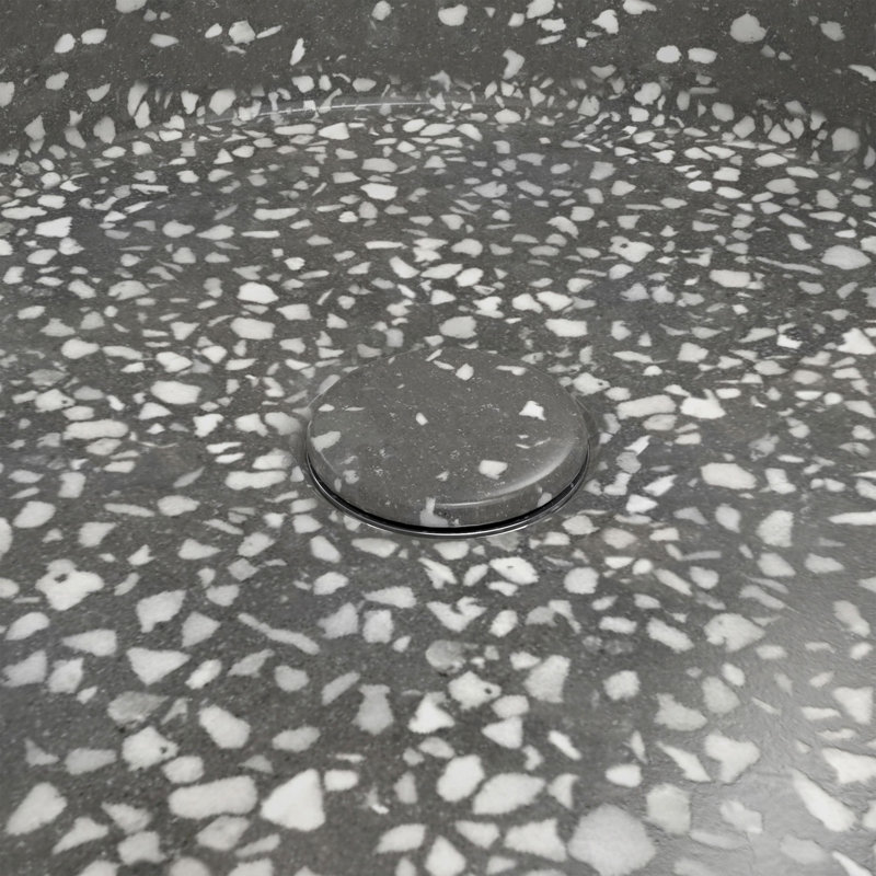 Lavabo de salle de bain vasque circulaire 14,33 po Terrazzo DreamLine Ambia, Terrazzo gris