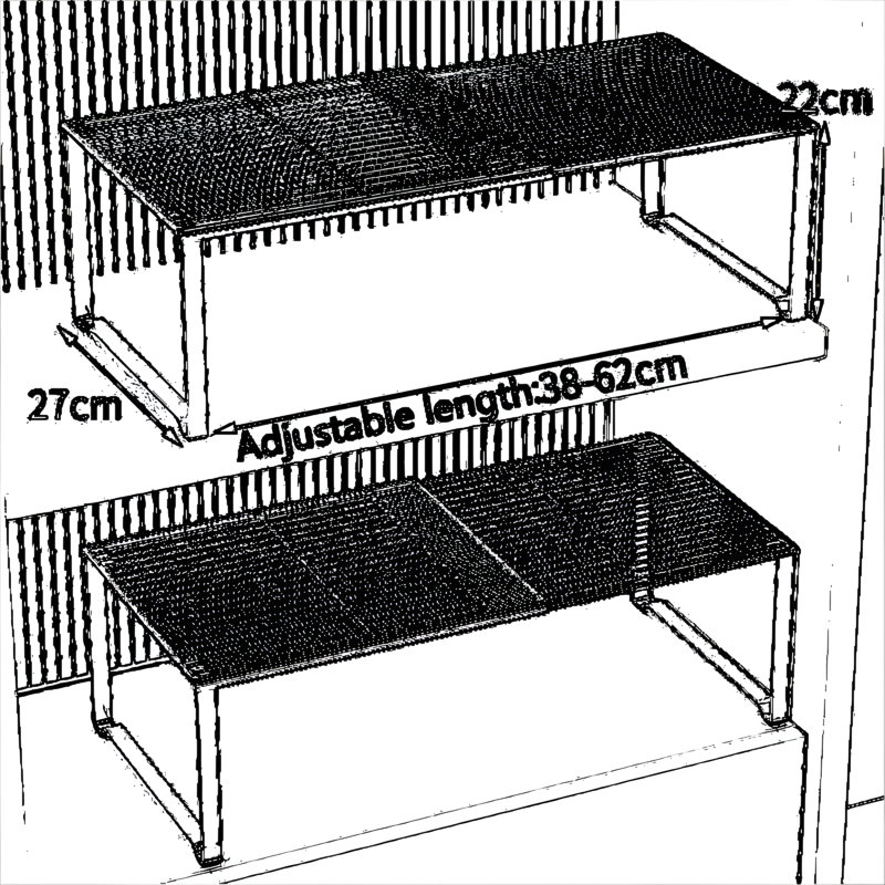 Organisateur de tablettes extensibles en fil métallique, support de rangement réglable et empilable pour garde-chaussures de cuisine et rangement pour outils