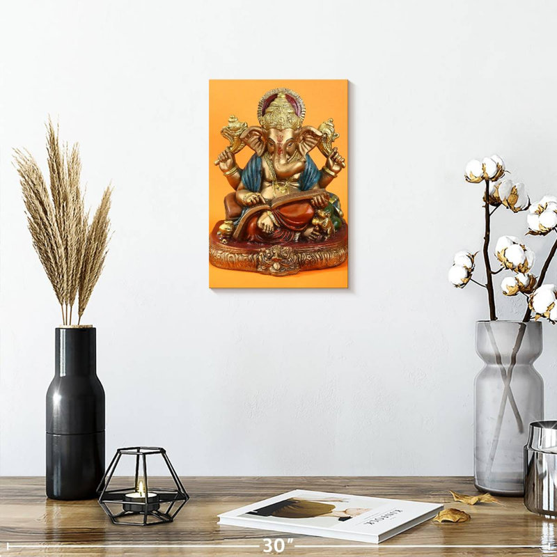 Adella Golden Ganapati Idol, H 12 po x l 8 po