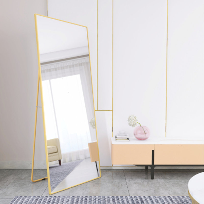 Miroir double cadre en alliage doré, 65 po x 24 po 3 po, 25 lb de poids pleine longueur 65 po x 24 po x 3 po