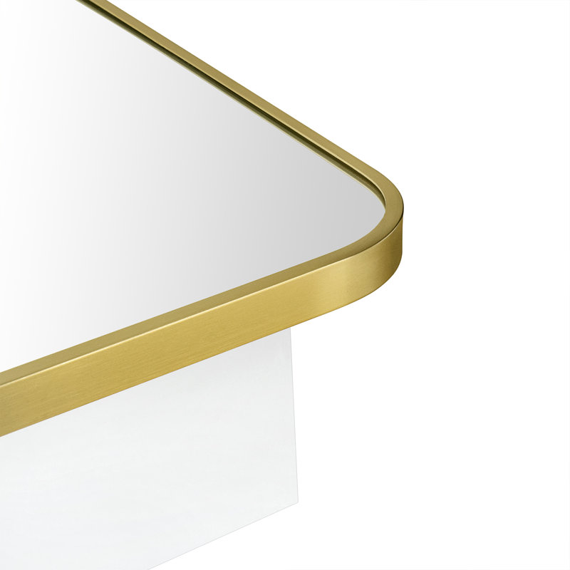 Garnes Recessed or Surface Mount Framed Medicine Cabinet with Adjustable Shelves, 24" H x 16.5" W x 4.84" D, Brushed Gold