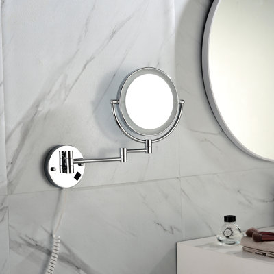 Miroir grossissant pour meuble-lavabo de 8 pouces avec fixation murale à DEL, 12 rallonges, finition, grossissement 1X / 3X, rotation à 360 degrés, imperméable, pour