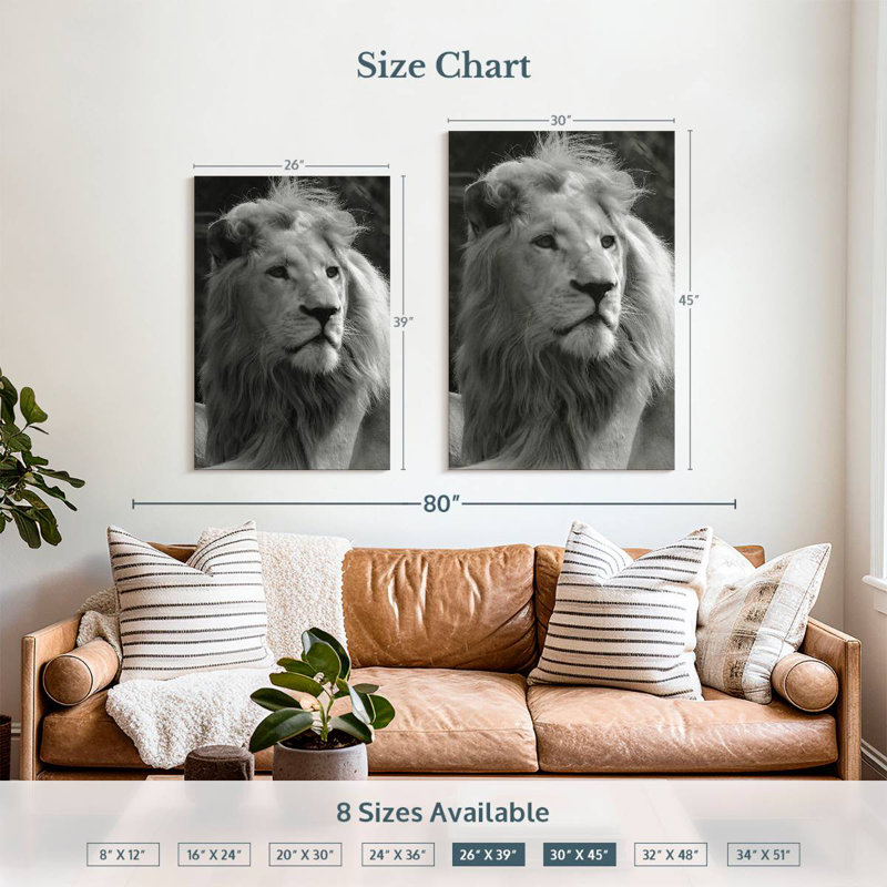 Brampt Monochromatic Lion, 39" H x 26" W