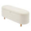 Elegant Upholstered Sherpa Fabric  Storage Ottoman with Wood Legs, Storage Bench for Bedroom, Living Room, White