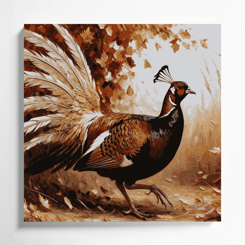 Oiseaux, art mural sur toile beige