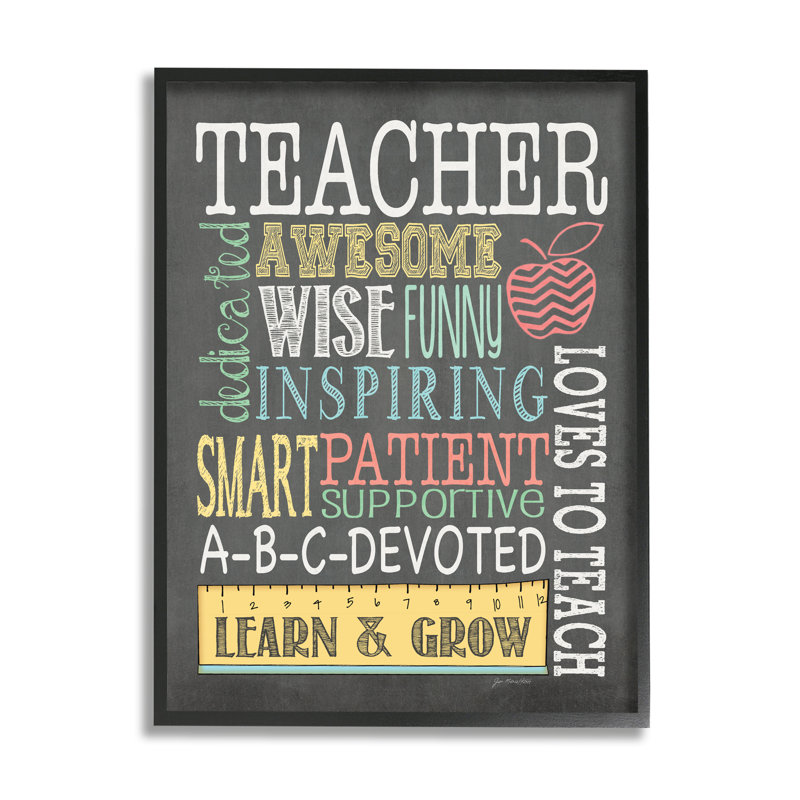 «Inspiring Teacher Appruation List» par Jo Moulton - impression, Giclée encadrée noir minuit, H 14 po x l 11 po x P 1,5 po