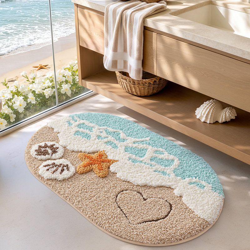 Beach Non-Slip Washable Bath Rug, 22"Wx34"L