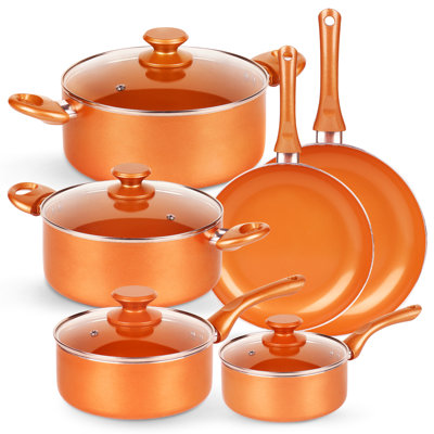 LovoIn 10 Pieces Non-Stick Aluminum Cookware Set