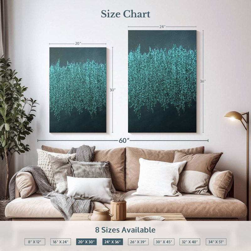 Avery Turquoise Shimmer, 36" H x 24" W