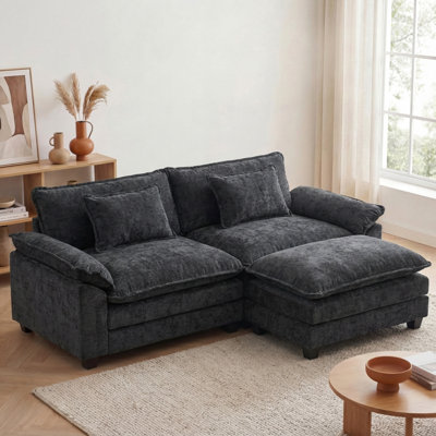 Canapé modulaire moderne à 3 places en L 86 po avec repose-pieds amovible