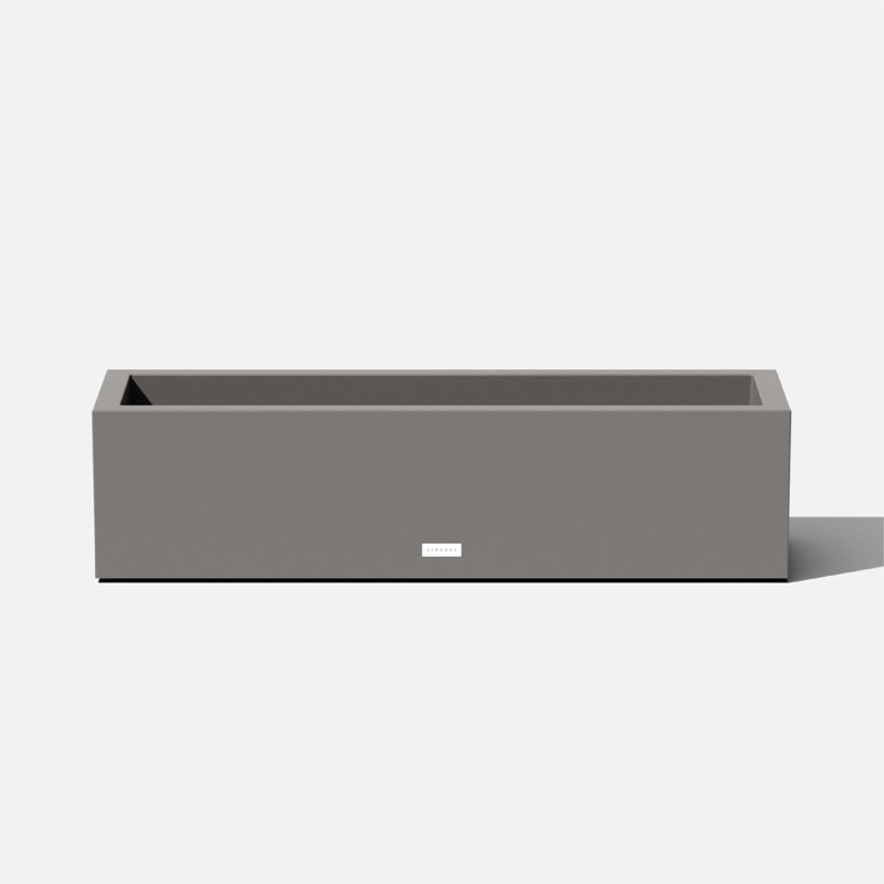 Gray Rectangular Plastic Window Box Planter with Drainage Holes