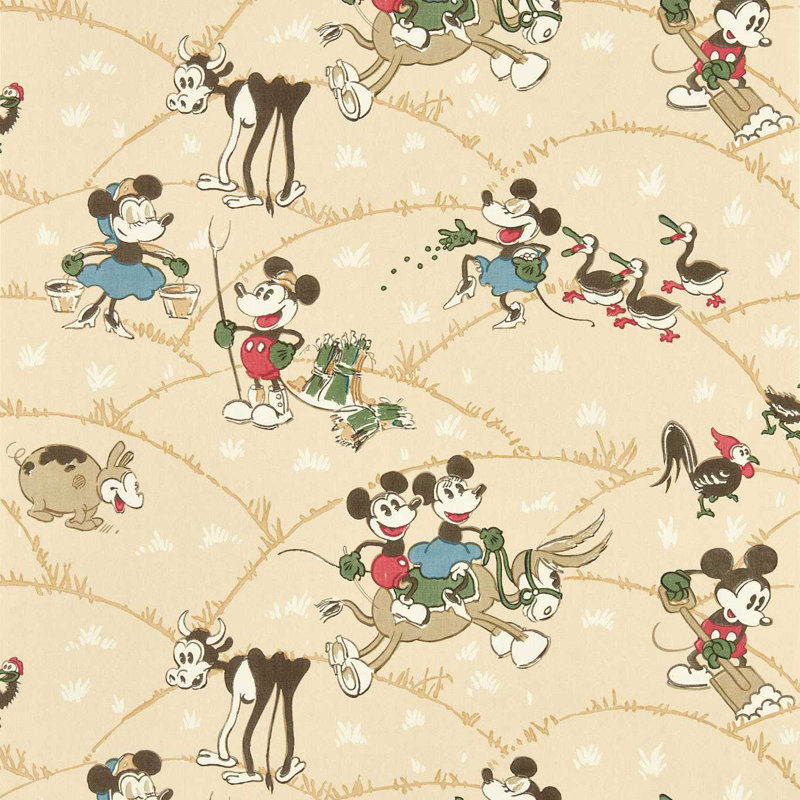 Mickey at the Farm Butterscotch 10.05m x 68.6cm Matte Wallpaper Roll
