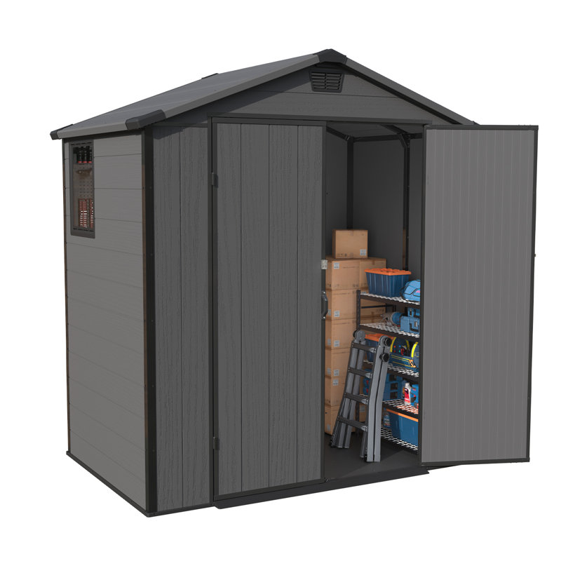 6 Ft. W X 4 Ft. D Resin Outdoor Storage Shed, Weather-Resistant Outdoor Storage With Reinforced Design, Black