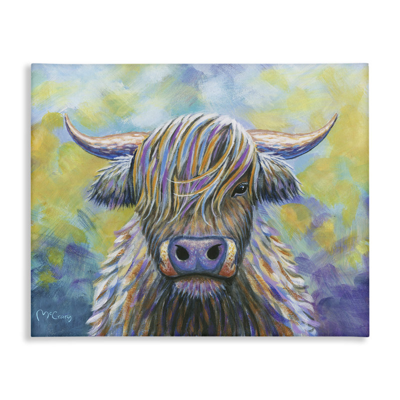 Highland Cow with Vibrant Hair Canvas Wall Art, design by Jadei Graphics, 16" H x 20" W