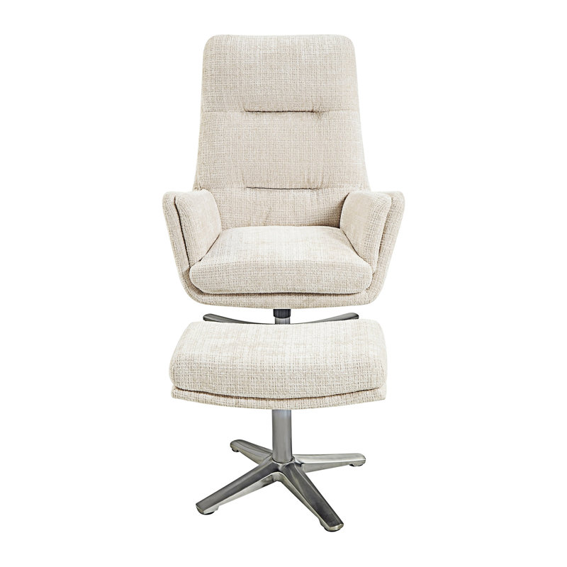 Fauteuil d'appoint pivotant avec repose-pieds Upholstery, Beige