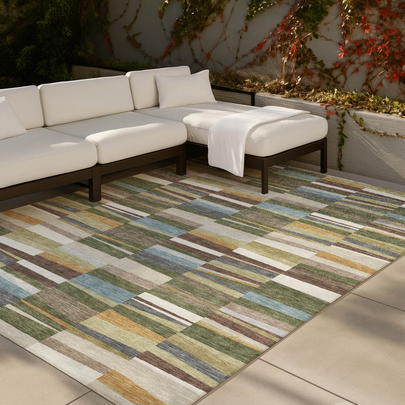 Tapis intérieur / extérieur lavable à la machine Chantille ACN2575, Olive, 5 pi x 7 pi 6 po