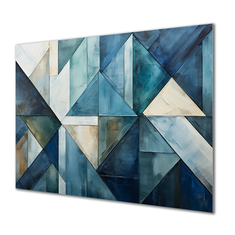 Nautique, formes géométriques blanches et bleues I - Art mural géométrique en métal MT132913, H 24 po x l 32 po x P 1 po