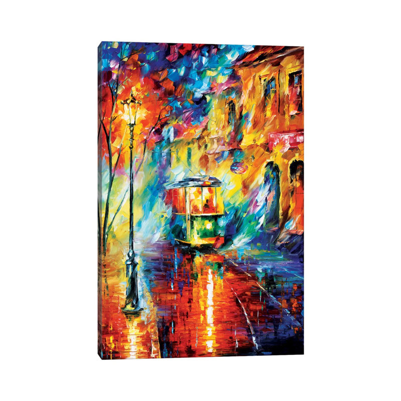Night Trolley 1 Piece Painting on Canvas, 30.48 cm H x 45.72 cm W, Wrapped Canvas