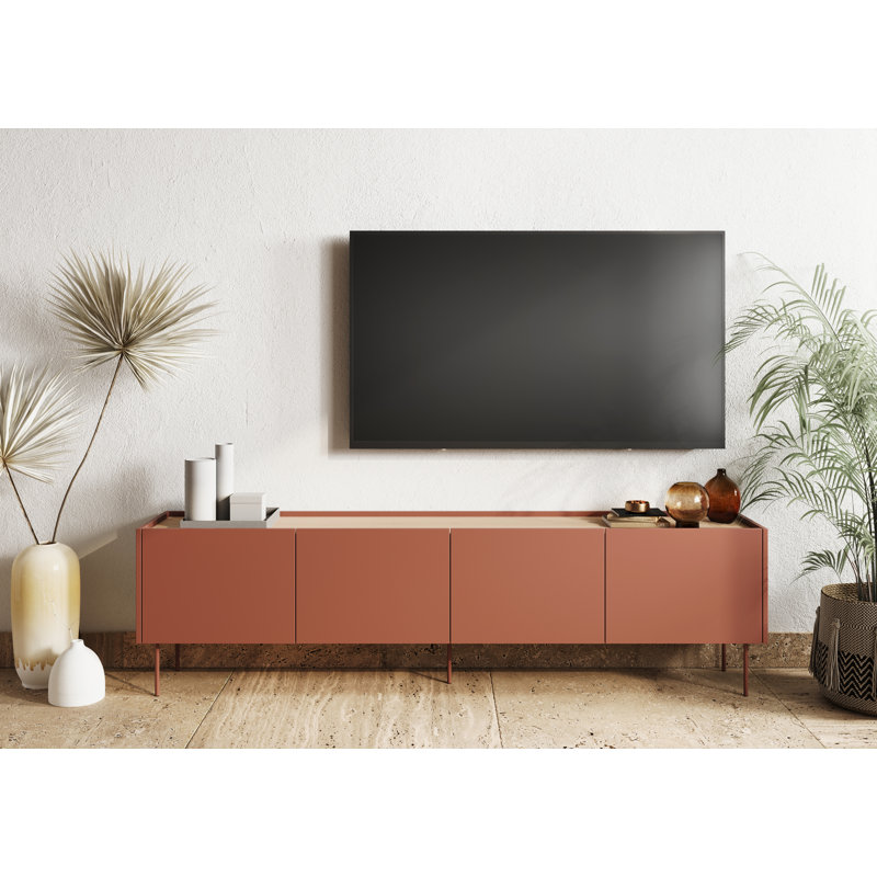 Carlianne Unfinished TV Stand for TVs up to 55", Ceramic Red