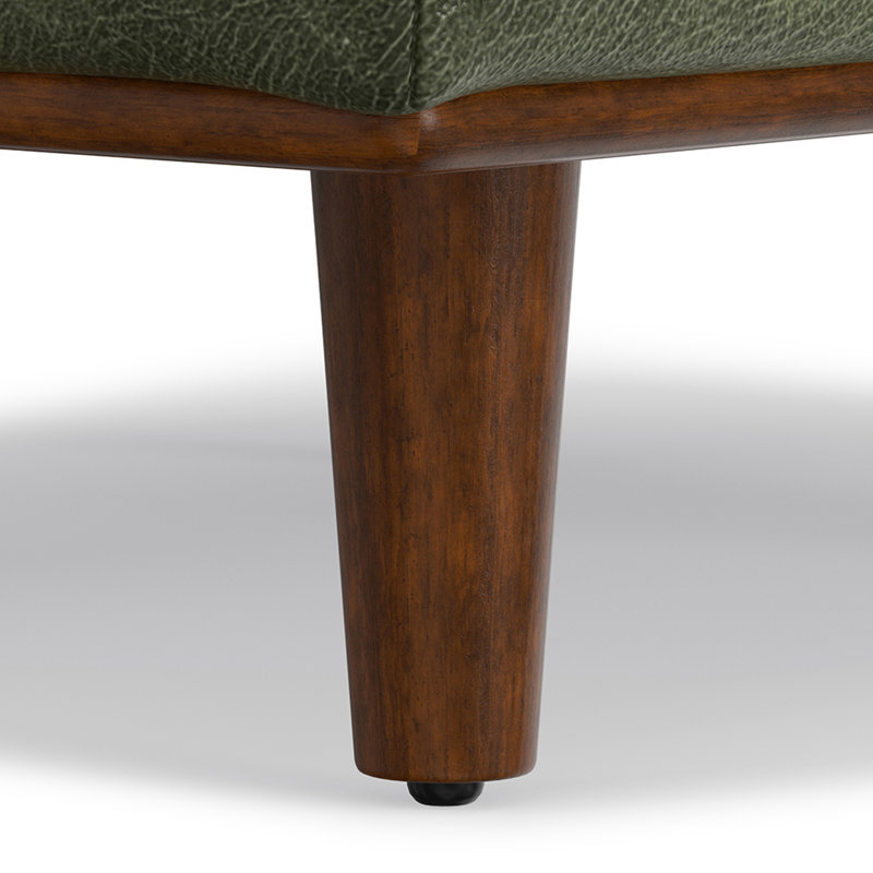 Morrison 49"W Large Upholstered Ottoman with Solid Wood Legs, Green