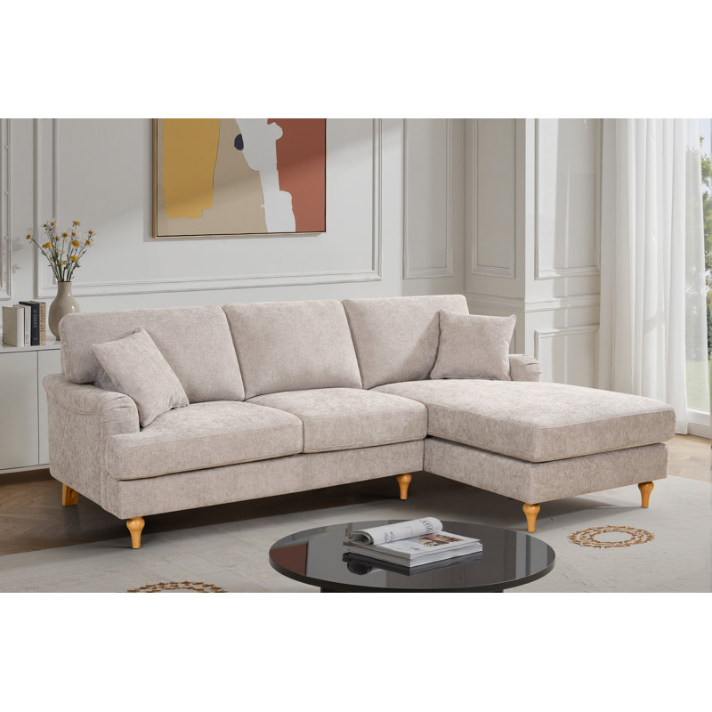 Hamilton 3 Seater Corner Sofa, Chenille - Grey, Right Hand Facing