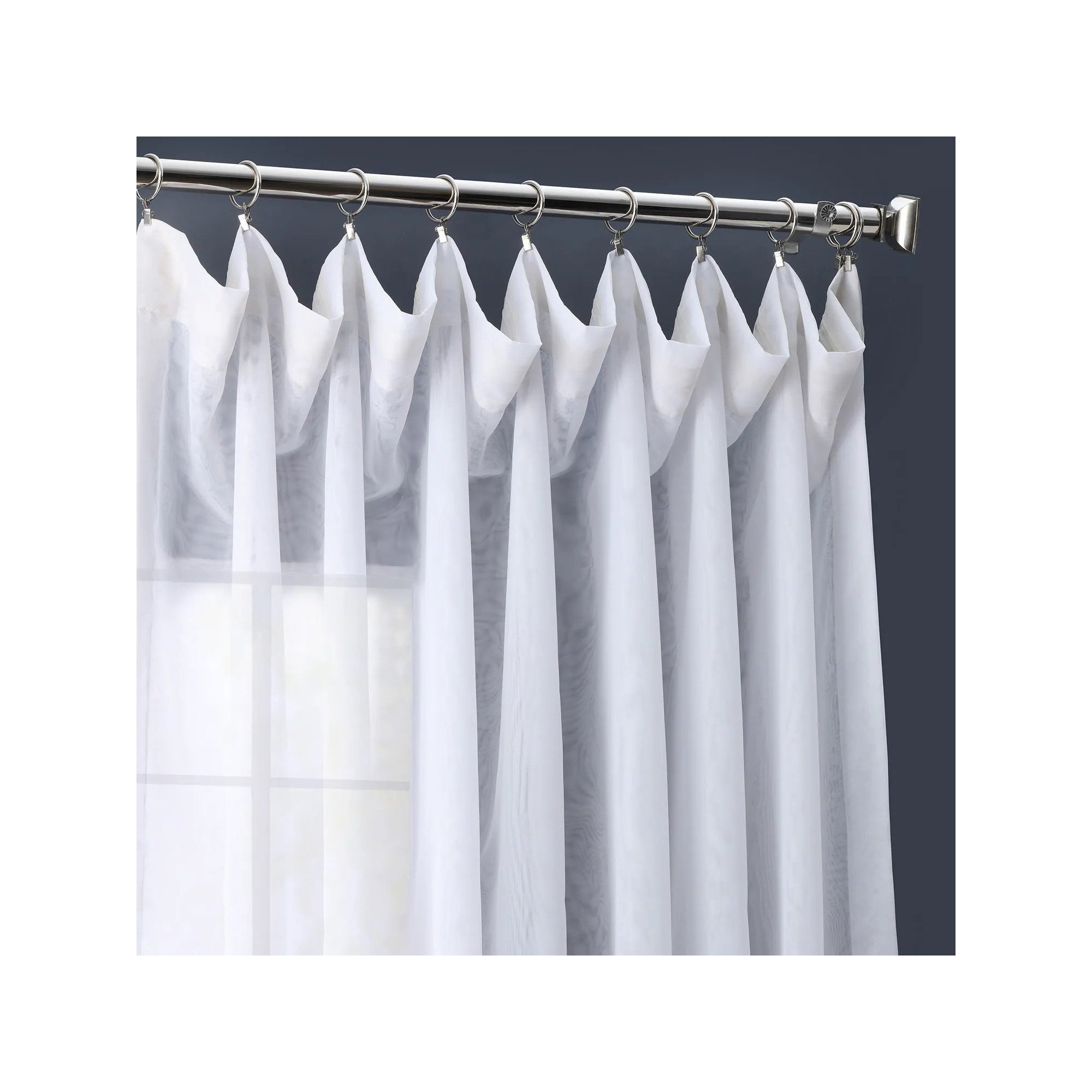 Apollo Extra Wide Voile Sheer Curtains for Bedroom Double Layered Curtains for Large Window Single Panel, White