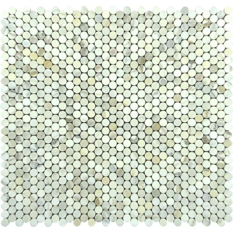 Carreau de mosaïque rond 0,75 "x 0,75", Or Calacatta adouci