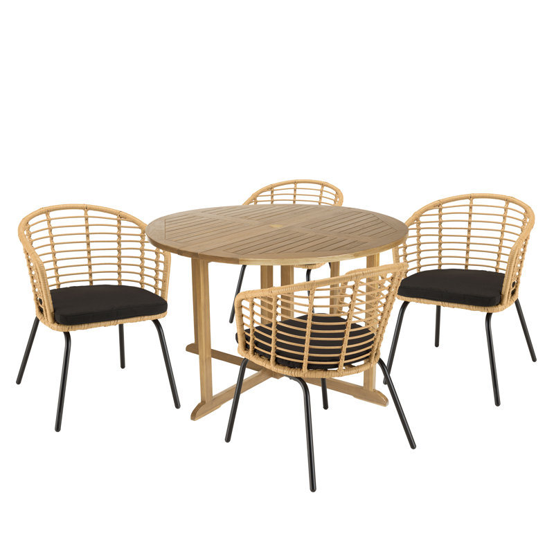 MacLaine 4 - Person Patio Dining Set with Round Table , Cushions Included