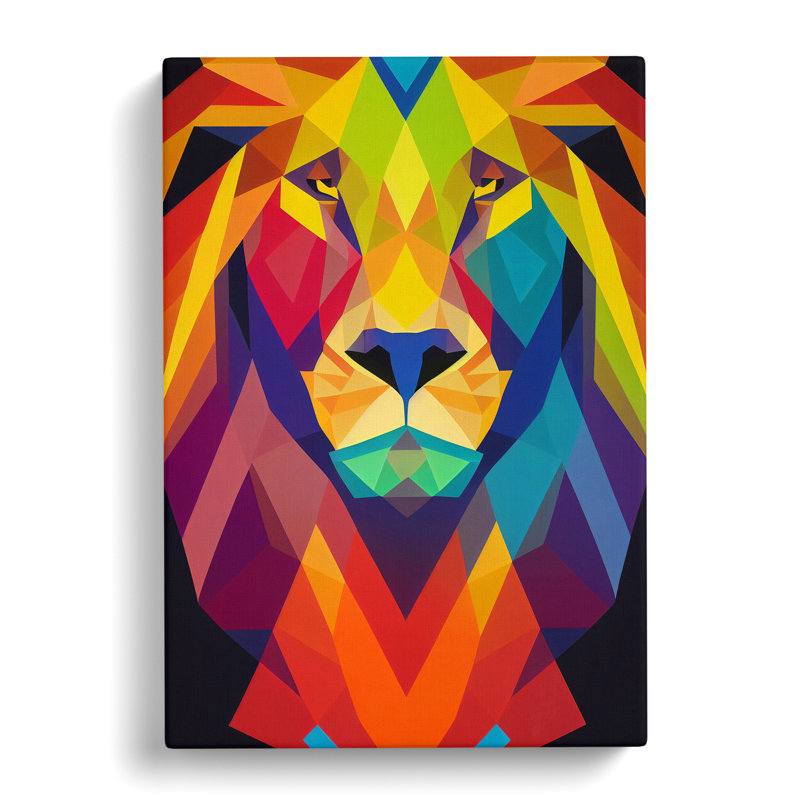 A Geometric Lion Abstract - Wrapped Canvas, 60cm H x 40cm W x 3cm D