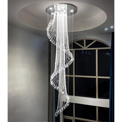 Modern High Ceiling Dimmable Crystal Chandelier