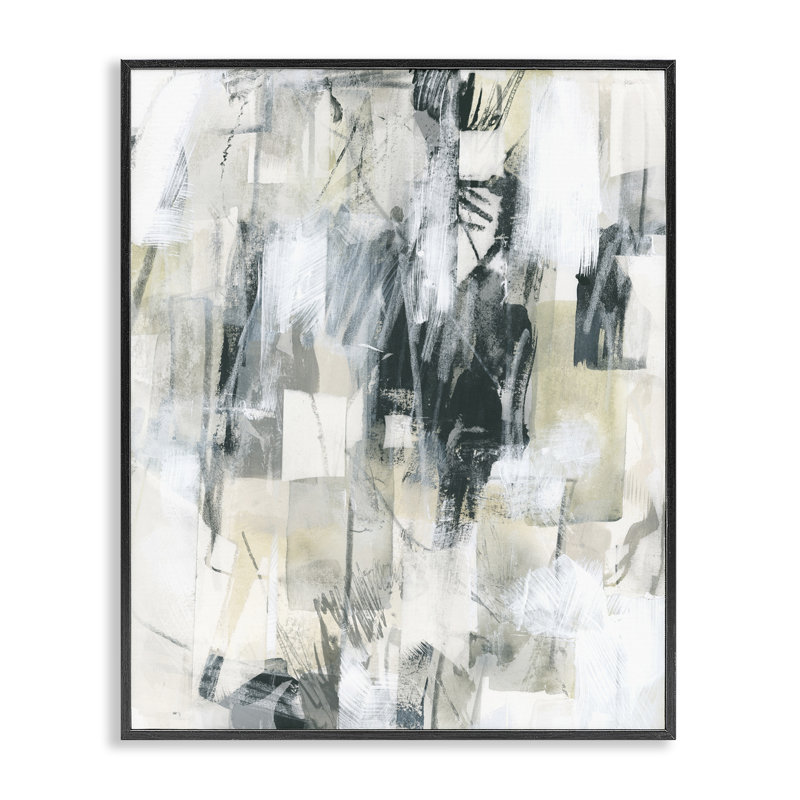 «Gray Layered Restless Shapes», art de la giclée encadrée par June Erica Vess, Giclée encadrée noir minuit, H 14 po x l 11 po
