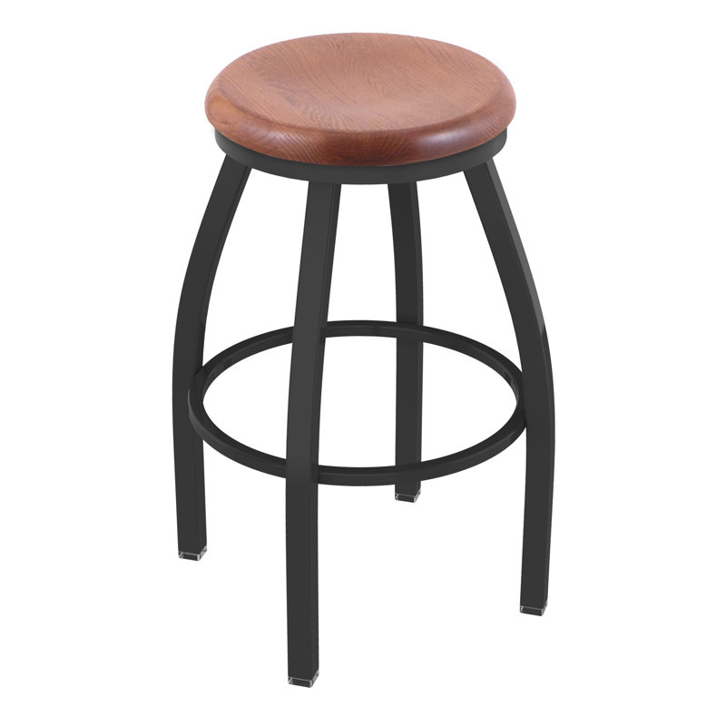 Tabouret pivotant XL802 Misha, Étain, Chêne médium, Tabouret de bar (siège d’une hauteur de 30 po)