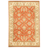 Hand Knotted Wool Area Rug in Rust And Ivory