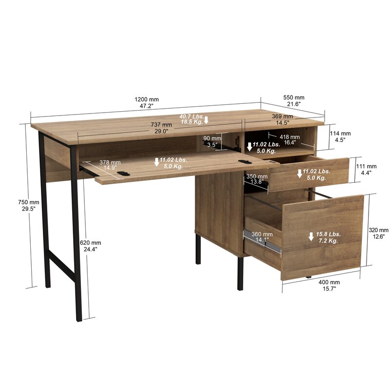 Latitude Run® Kenlay 47.2'' Desk | Wayfair