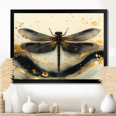 Muneesa Golden Dragon Fly Flight Of Elegance - Dragonfly Wall Art