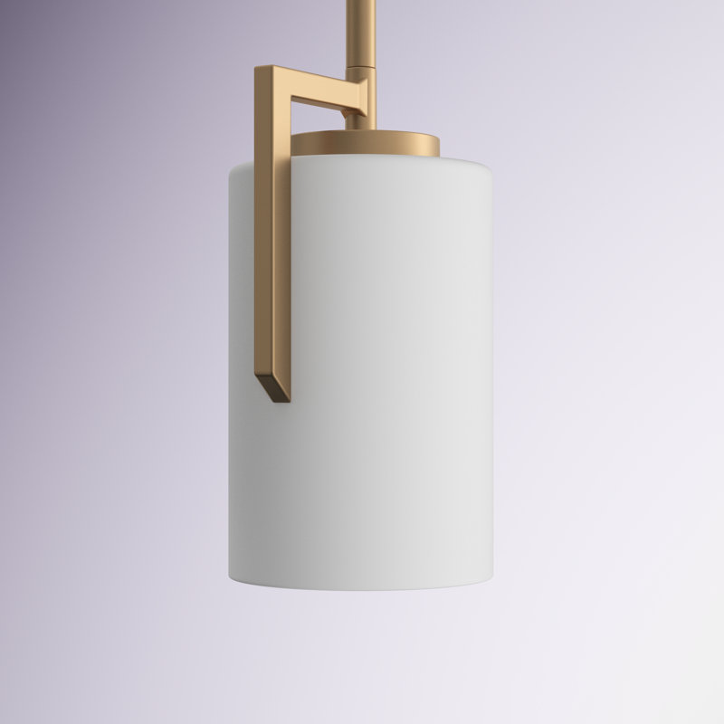Luminaire suspendu cylindrique à 1 lumière Endsley, Laiton satiné
