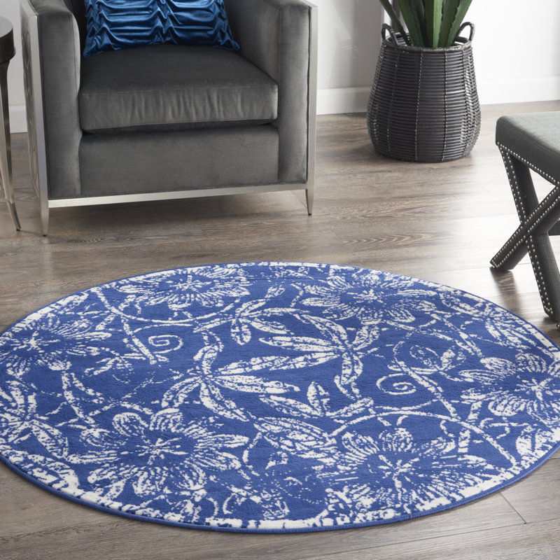 Yetty Floral Indoor Rug, Round 5'