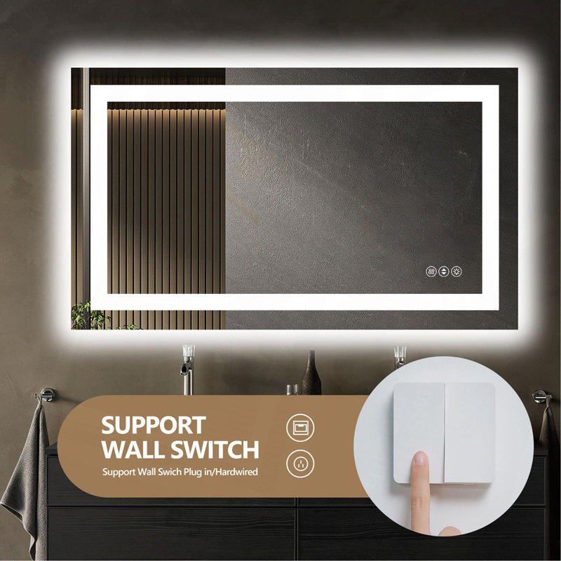 Miroir de salle de bain sans cadre à DEL, miroir intelligent, 24 po x 32 po