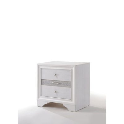 Élégante table de chevet blanche pour la chambre à coucher - Tiroirs spacieux, détails élégants, glissière centrale en métal, fonctionnalité lisse