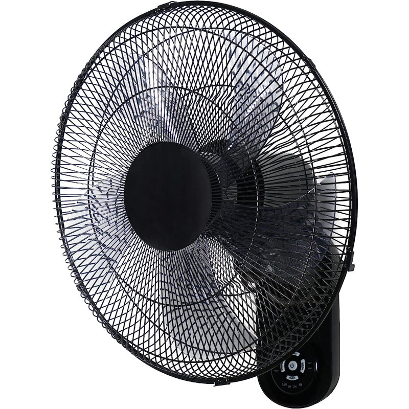 Black 18-Inch Oscillating Wall Mounted Fan with Remote Control